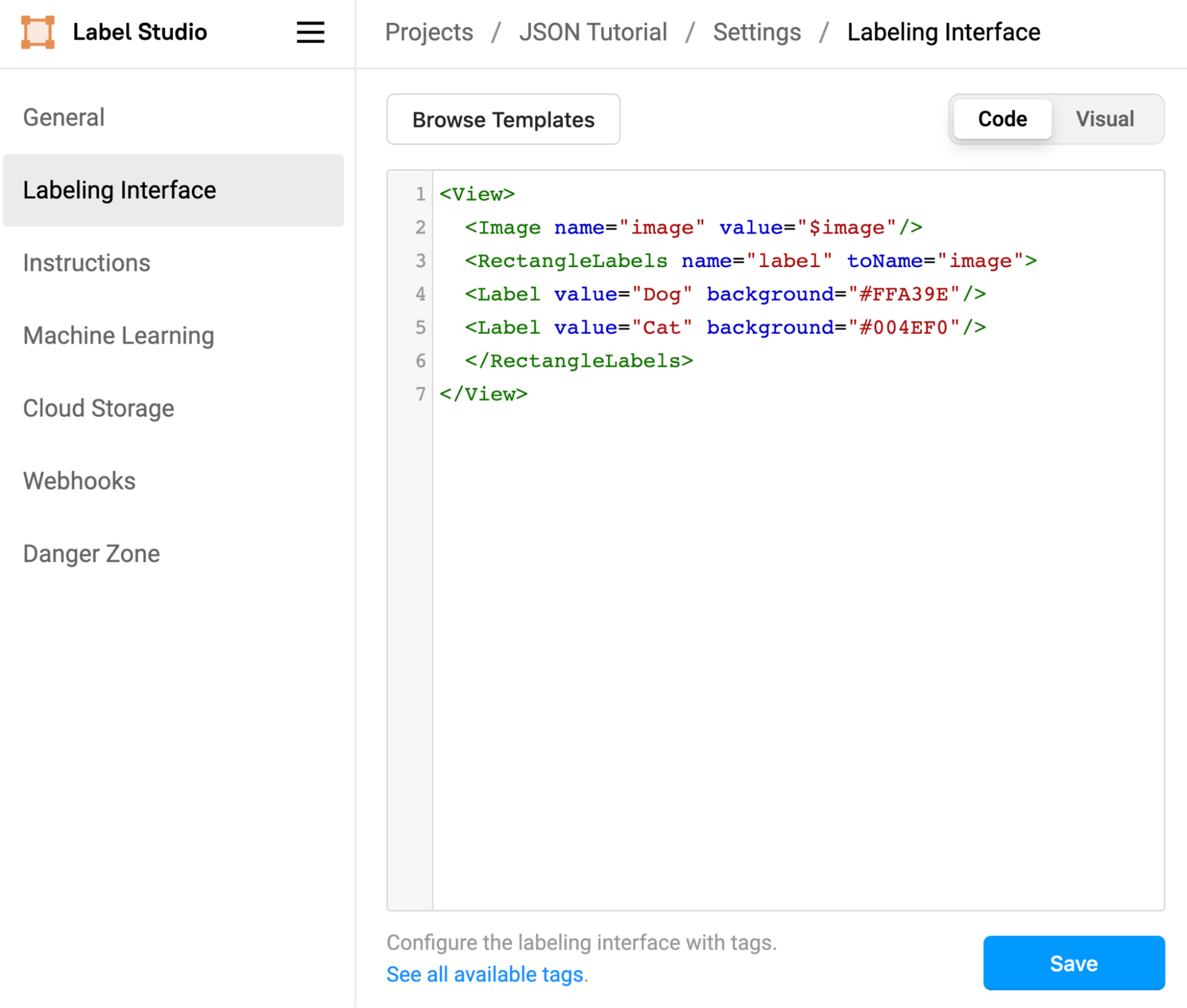 data store configuration table json