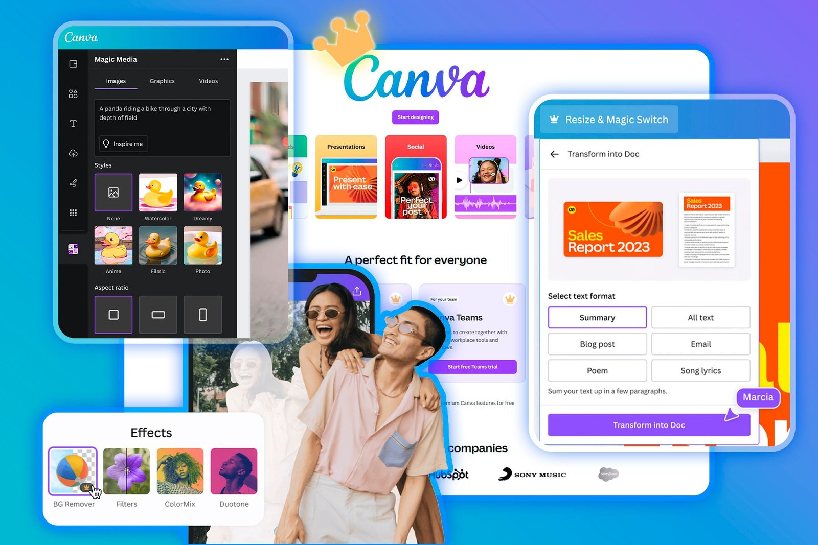Canva graphic design interface with AI tools enabled