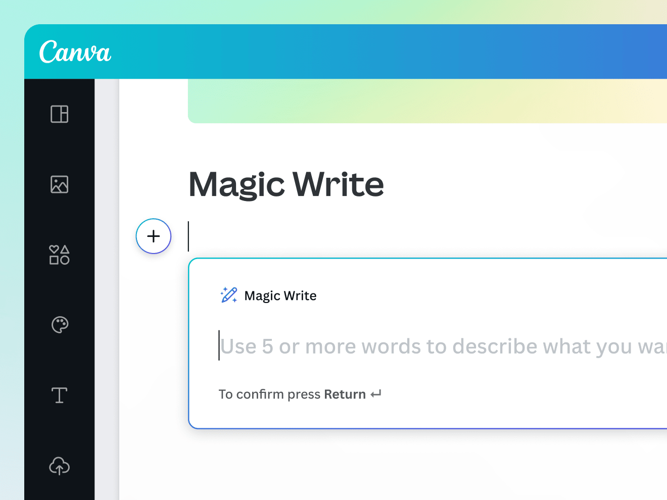 Canva interface showing AI magic write and design generator options