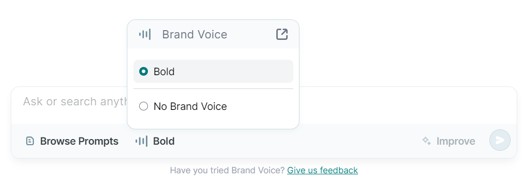 Copy.ai brand voice setting interface for 2026 version