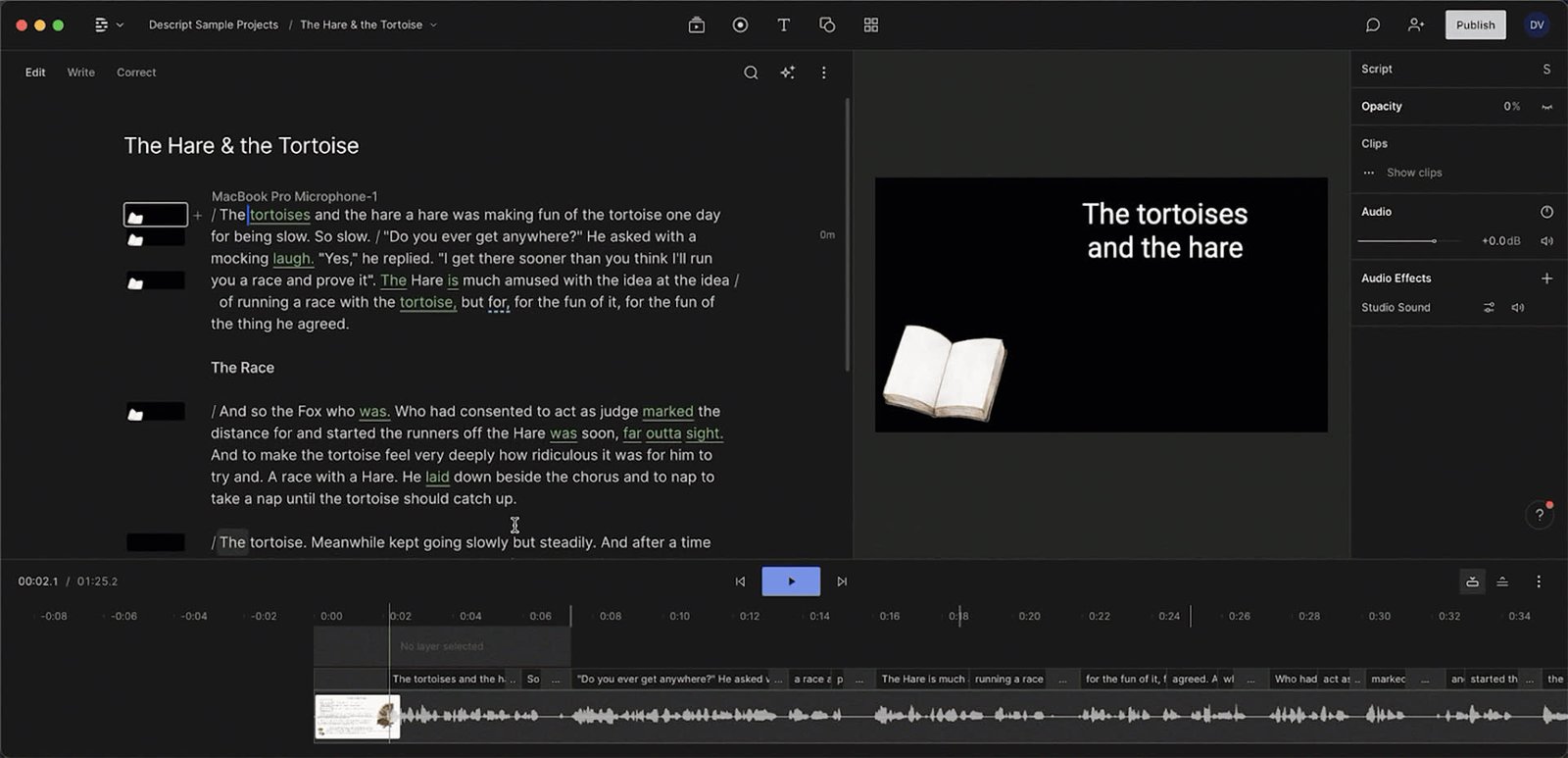 Descript Pro 2026 video editing software with text-based timeline